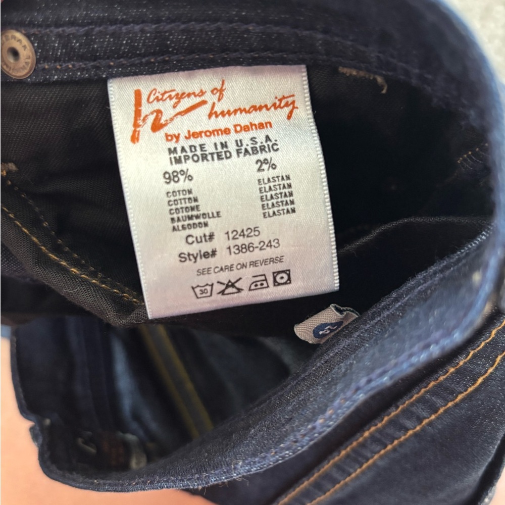 Citizens of Humanity Dani Straight Leg Jeans Women’s Size 24 Dark Wash Mid Rise - Picture 13 of 16